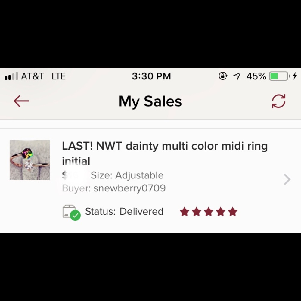 LAST! NWT dainty multi color midi ring initial - Picture 2 of 5